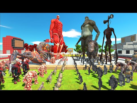 Titan War - Team Colossal Titan VS Team Beast Titan - Animal Revolt Battle Simulator