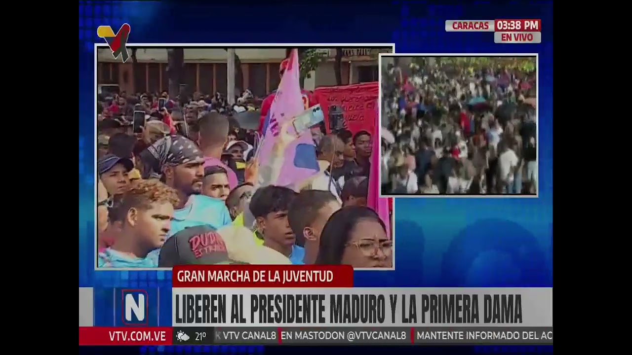 Cobertura de la marcha de la juventud por la liberación Maduro y Cilia, 8 de enero de 2026