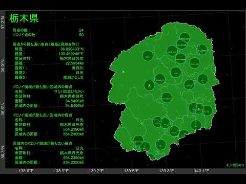 Diagrama de Voronoi para estações rodoviárias em cada província