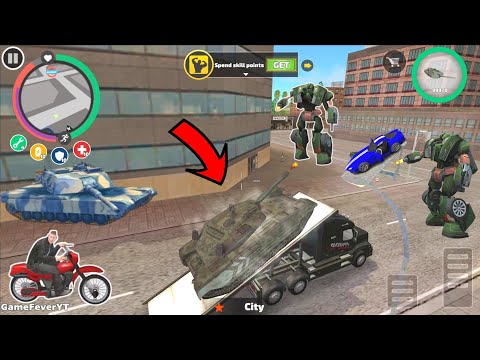 Rope Hero: Vice Town - 6.3.6 (Transformer Tank Robot on Transport Truck) - Android Gameplay HD