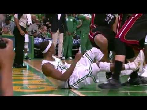 Rajon Rondo Kicks Shane Battier