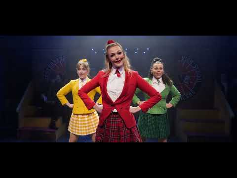 Heathers: The Musical trailer frame highlighting Veronica and J.D. in a tense duet moment