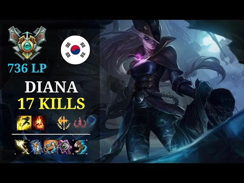 Diana Mid vs Camille - 17 kills - Qnbz KR Grandmaster (736 LP) Patch 10.22