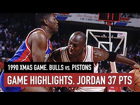Throwback XMAS 1990.12.25. Chicago Bulls vs Detroit Pistons Full Game Highlights HD Jordan 37 pts