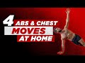 4 Flat Abs & Big Chest Pushup Exercises at Home (Burn Belly Fat)