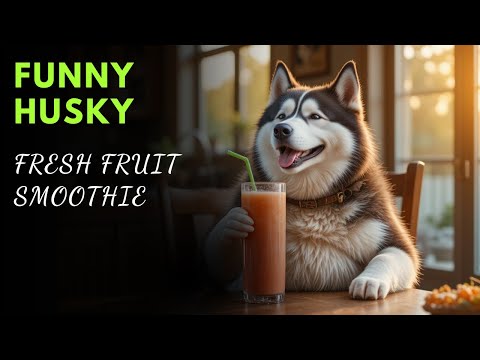 Funny Husky Makes Fresh Fruit Smoothie #viral #trending #husky #funny