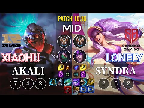 RNG Xiaohu Akali vs SB Lonely Syndra Mid - KR Patch 10.16
