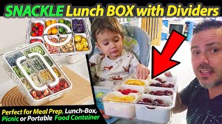 Snackle Box 8-Compartment Portable Snack Container for Kids & Adults! Kitchen Gadget Food Storage