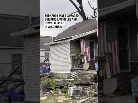 Video Thumbnail: Tornado leaves damaged buildings, vehicles and downed trees in Wisconsin