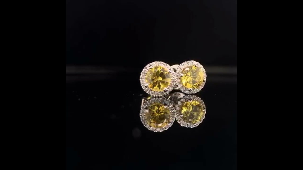 Diamond Sapphire Stud Earrings 18k Gold 1.86 TCW Certified $2,950 912290