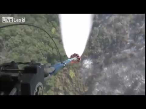 CH-47 Chinook Helicoptor Drops Water On Huge California WildFires