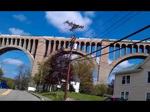 Nicholson tour with the Tunkhannock viaduct and a train on the trestle.