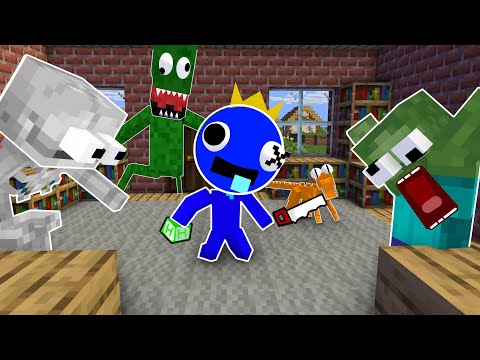 Monster School : Baby BLUE Rainbow Friends Horror Challenge - Minecraft Animation