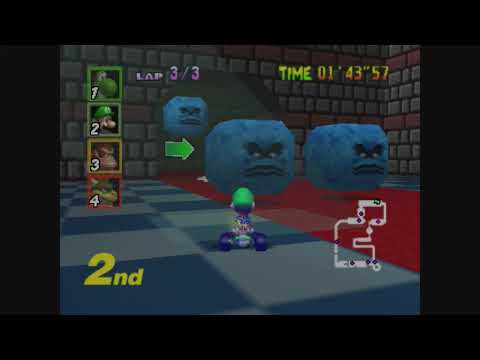 Mario Kart 64 - Bowser's Castle gameplay (N64, 150cc, 1st place)