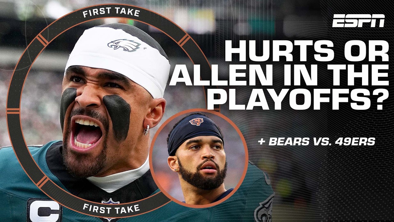 RC's taking Jalen Hurts OVER Josh Allen in the playoffs 👀 + Bears vs. 49ers preview 🏈 | First Take