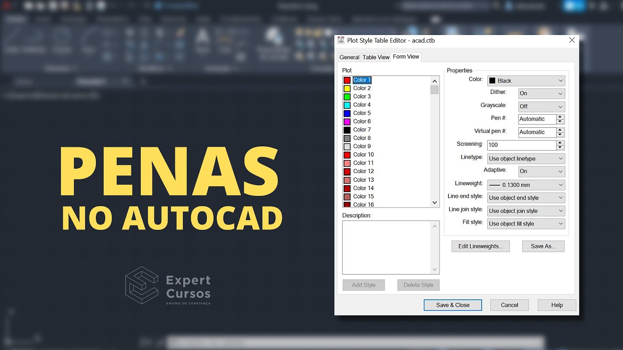 Configurando Penas no AutoCAD (Arquivo .ctb)