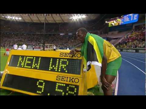 100M Berlino 2009 Usain Bolt 9.58 WR ITA Rai Due