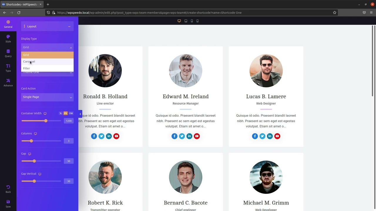 How to use wps team members plugin WordPress