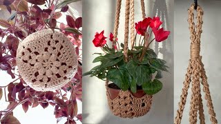 Suporte para plantas em crochê com square de flor 3D/ Pendente para plantas / Crochet Plant Hanger