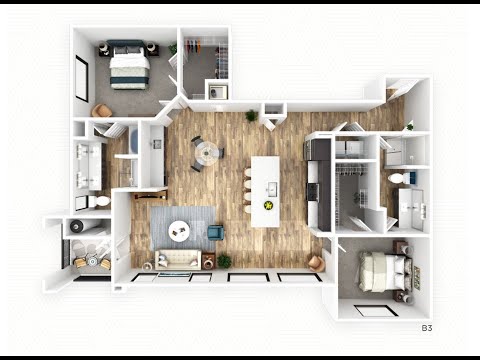 B3 Floorplan - 2 Bedroom, 2 Bath - Video Tour