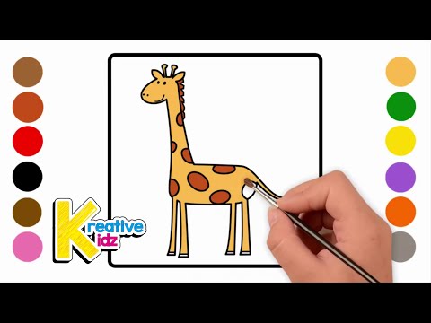 How to Draw and Color a Giraffe for Kids | Zoo Animals Coloring Book and Page Art for Kids | 🦒🎨🎉