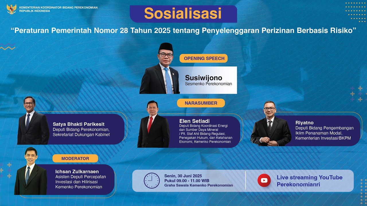 Sosialisasi PP Nomor 28 Tahun 2025 tentang Penyelenggaraan Perizinan Berbasis Risiko