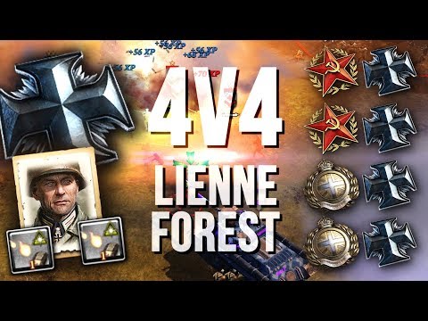52 GOLIATHS: 1 GAME 💥 [4v4] [OKW] [Lienne Forest] — Full Match of Company of Heroes 2