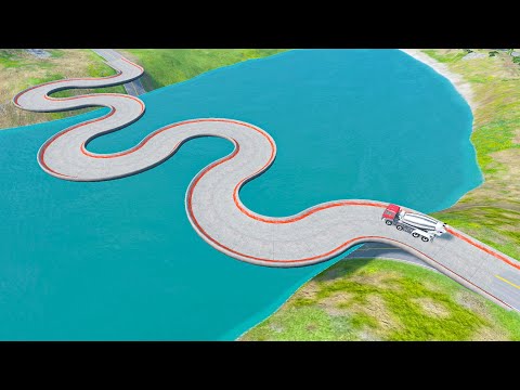 Impossible Snake Shape Bridge Crossing Cars Vs Deep Water😱- BeamNG.Drive #33 I BeamNG LIVESHOW