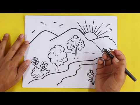 🟩 Drawings of Natural LANDSCAPES - How to DRAW SPRING Landscape