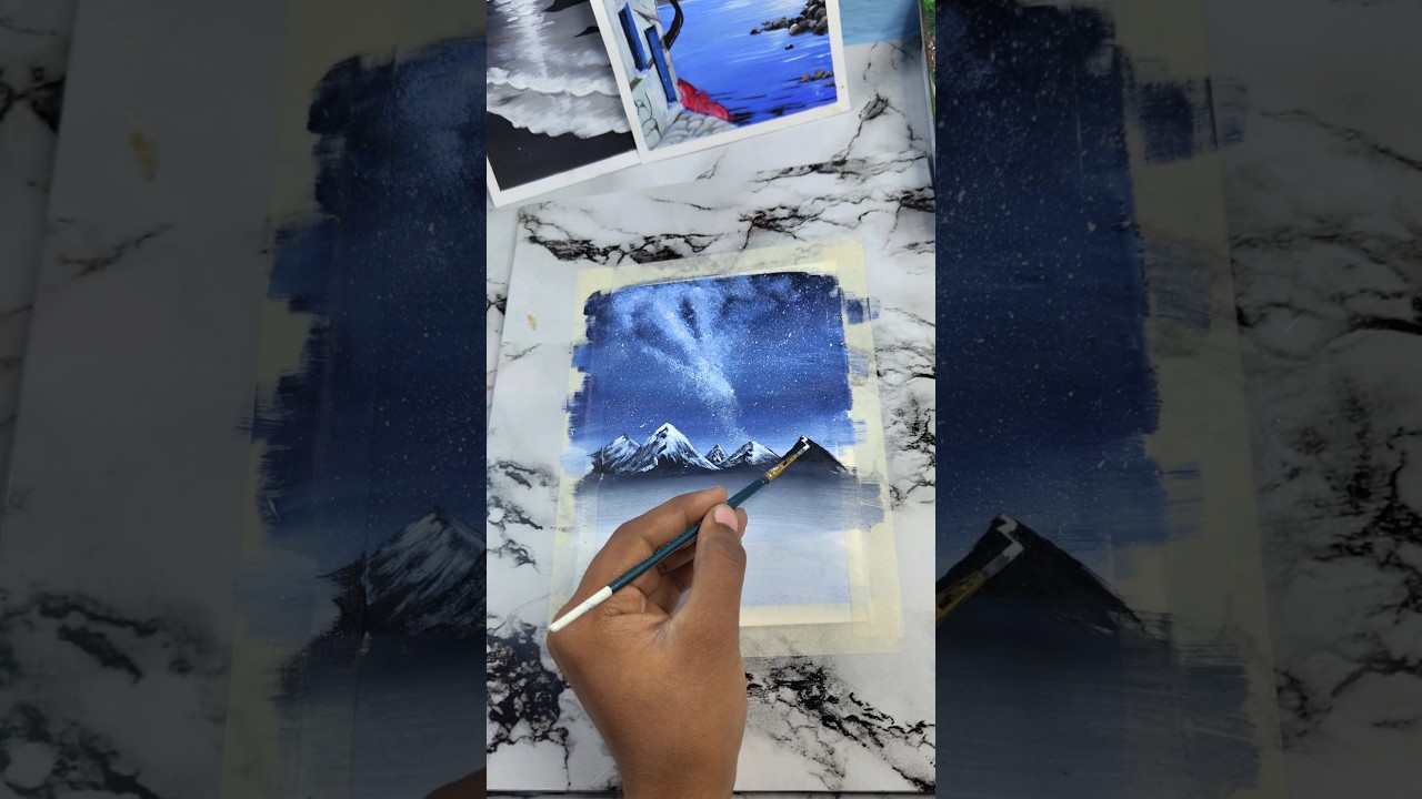 easy landscape painting 🩷  #art #acrylicpainting #shorts @MyArtShine @wowartpainting