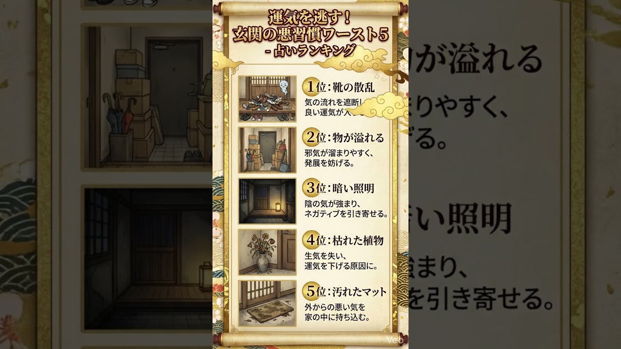金運が逃げる玄関のNG習慣ワースト5 占いランキング #shorts