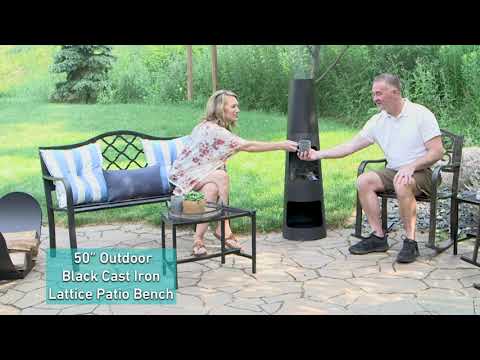 Ultimate Patio 50-Inch Cast Iron Lattice Patio Garden Bench