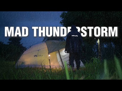 ⚡BRUTAL THUNDERSTORM ⛈️ Solo camping in heavy rain, relax and sleep with thunderstorm sound