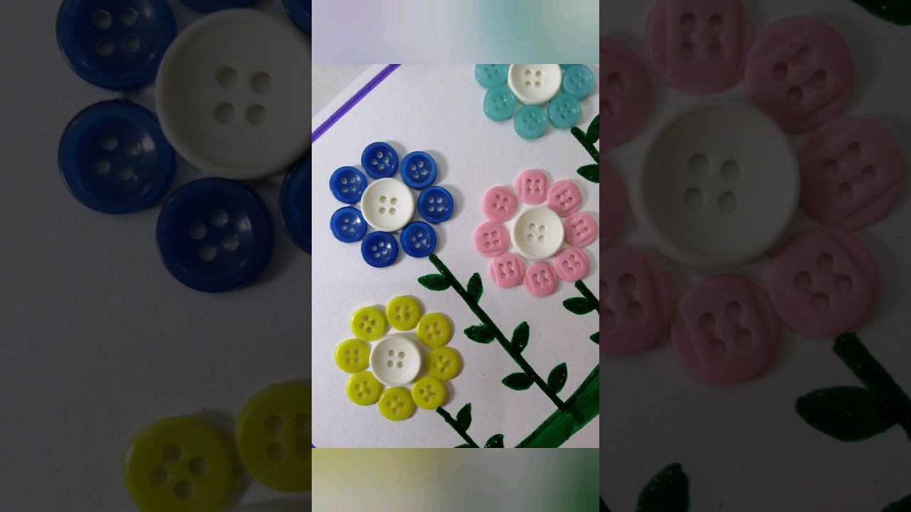 #Diy # Beautiful button art # Making of beautiful flowers with the help of buttons @ ARTICA ISLAND