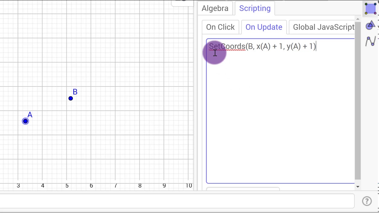 GGB Basics - Scripting, Co-Dependent Points