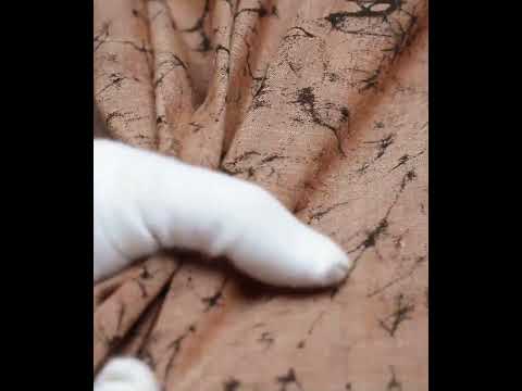 Abstract Brown Screenprinted Cotton Khadi 82 GSM Handwoven Fabric — video