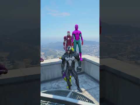 Spiderman with Super Heros High Rise Falls in GTA V Ep071