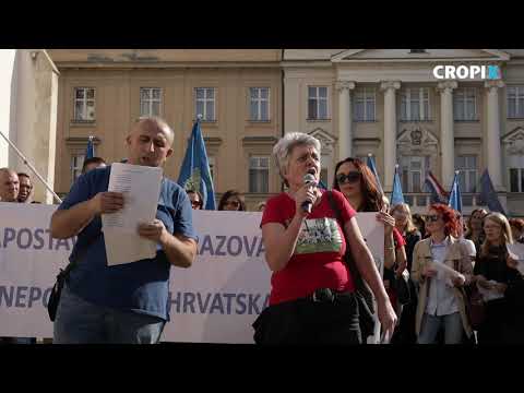 Sindikati pjevaju bećarac Vladi RH na Trgu sv. Marka