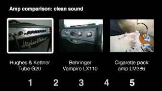 Video thumbnail for Tube guitar amplifier versus digital modeling amp versus cigarette box amp by Koen Delvaux