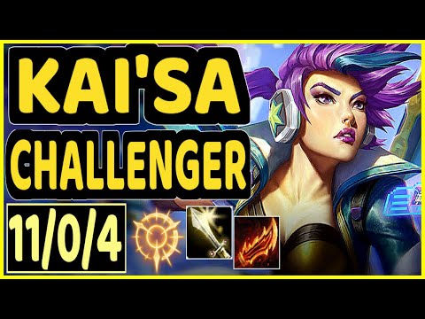 KLAUS (KAI'SA) - 11/0/4 KDA BOTTOM ADC CHALLENGER GAMEPLAY - BR