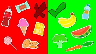 Junk food VS Healthy food at Groovy the Martian videos for kids - Lunchbox challenge