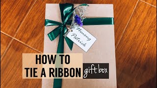 How to tie a ribbon around the box | with Gift Tag