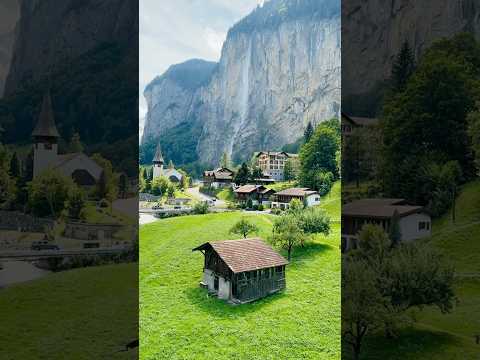 Swiss majestic cascade - Staubbach Falls #Lauterbrunnen #Switzerland #europe #travel #4k #shorts