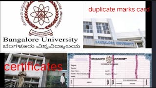 how to get duplicate marks card and certificate for Bangalore University #degree #puc #diploma
