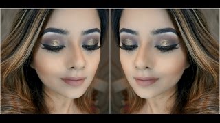 Grey:gold eye shadow