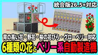 【統合版26.52】1分で作れる簡単装置!!6種類の花とベリー自動製造機【Minecraft】