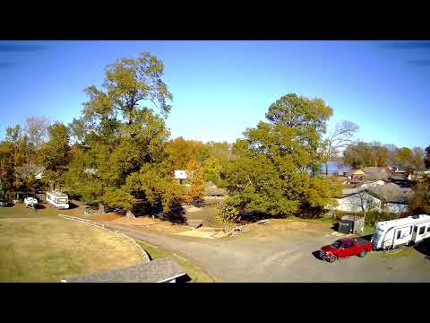 over view of campsite drone footage