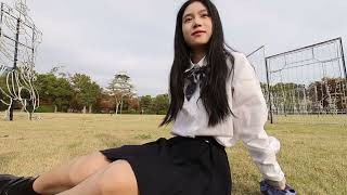 【8K VR180 3D】美少女エコーちゃん制服大阪城公園 Beautiful Girl Echooo-chan School Uniform Osaka Castle Park #11