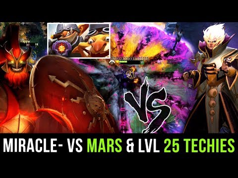 Miracle- Invoker vs The Worst Nightmare of Dota: Techies LVL 25 Dotaplus + Mars - Dota 2 Gameplay