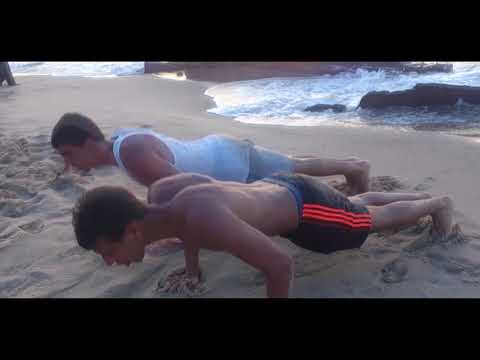 push ups at the beach of  Larbi Ben Mhidi Jeanne D'Arc